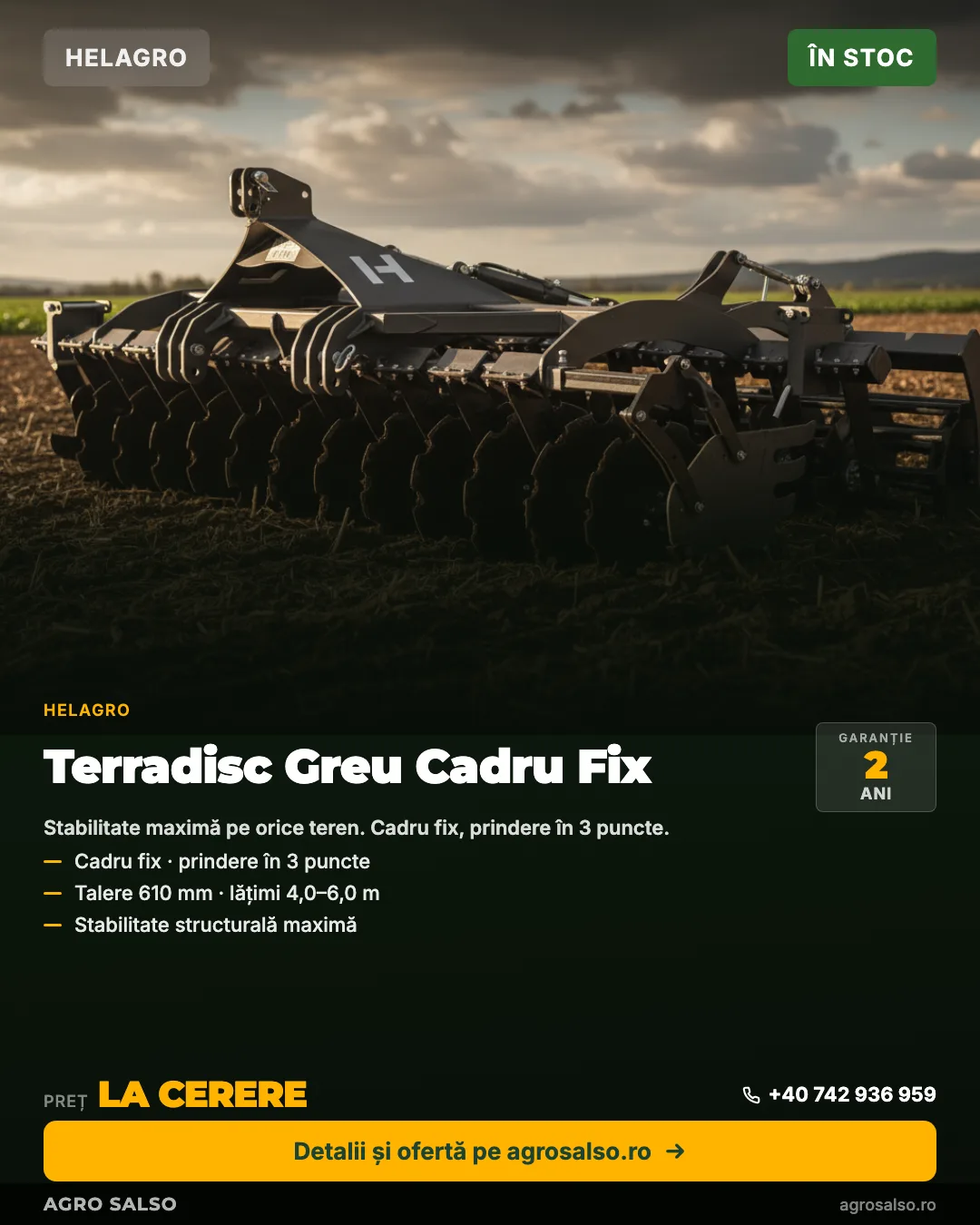 Card de produs Agro Salso — Terradisc Greu Cadru Fix, specificații și garanție