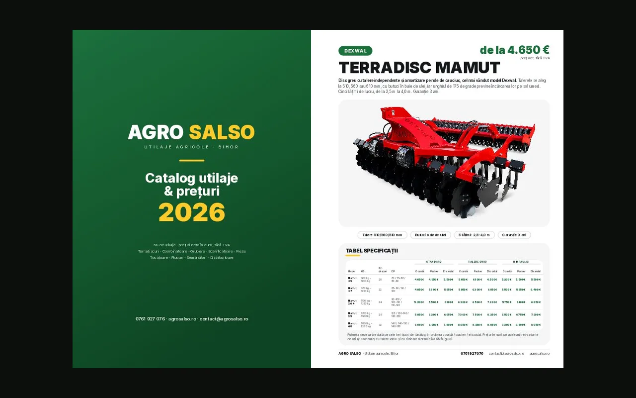 Utilaje agricole și prețuri 2026